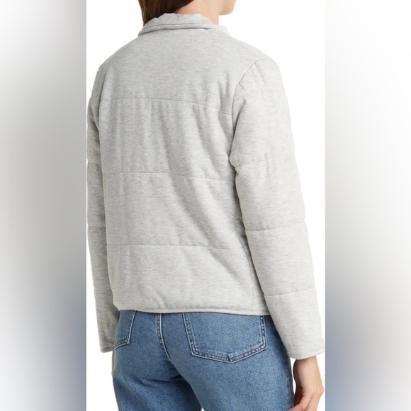 Three Dots Quilted Knit Jacket Heather Grey M - Picture 3 of 10